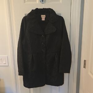 Toffee Apple Black Jacquard Coat, Size XL (0912)